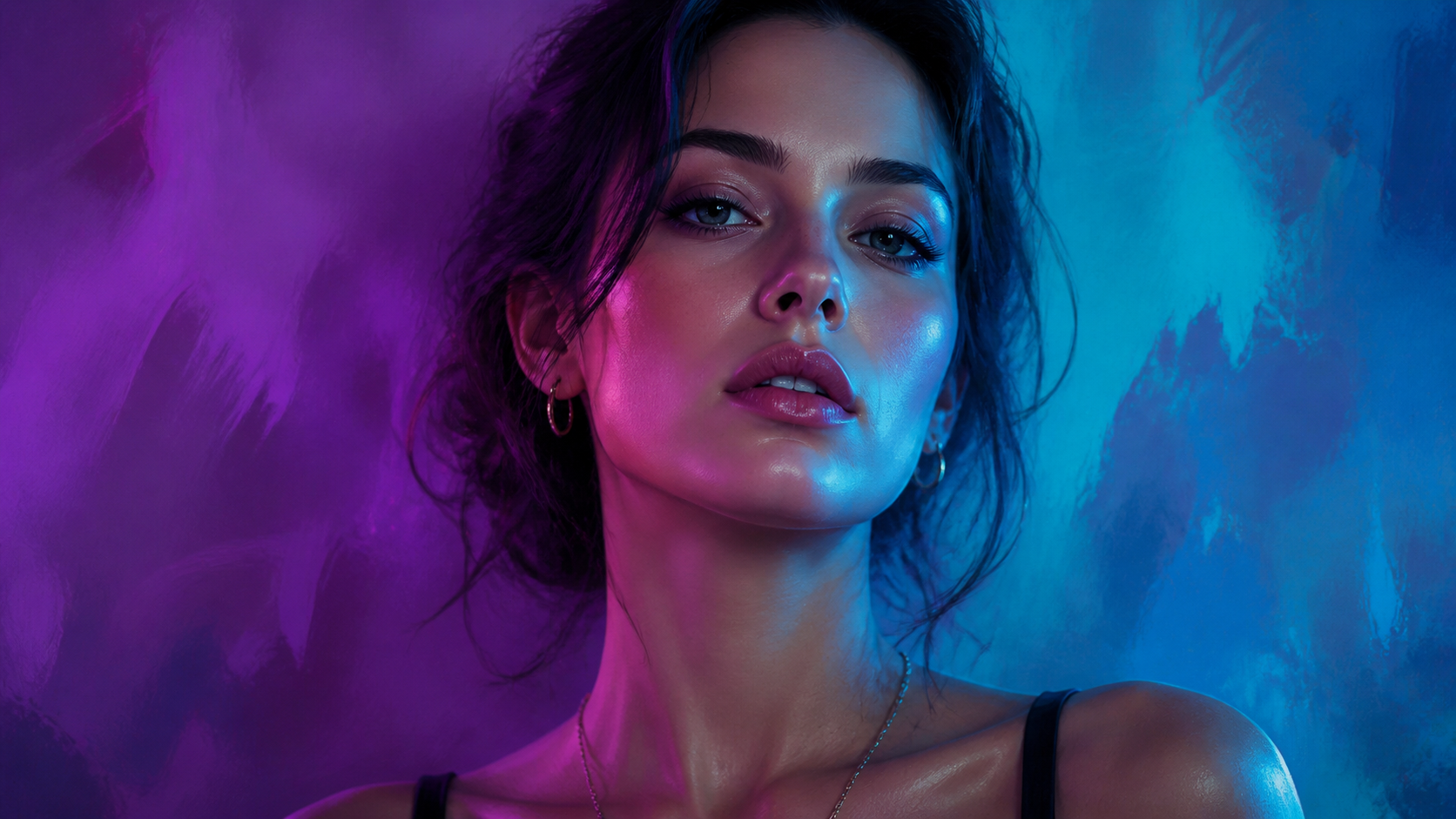 Neon painterly portrait