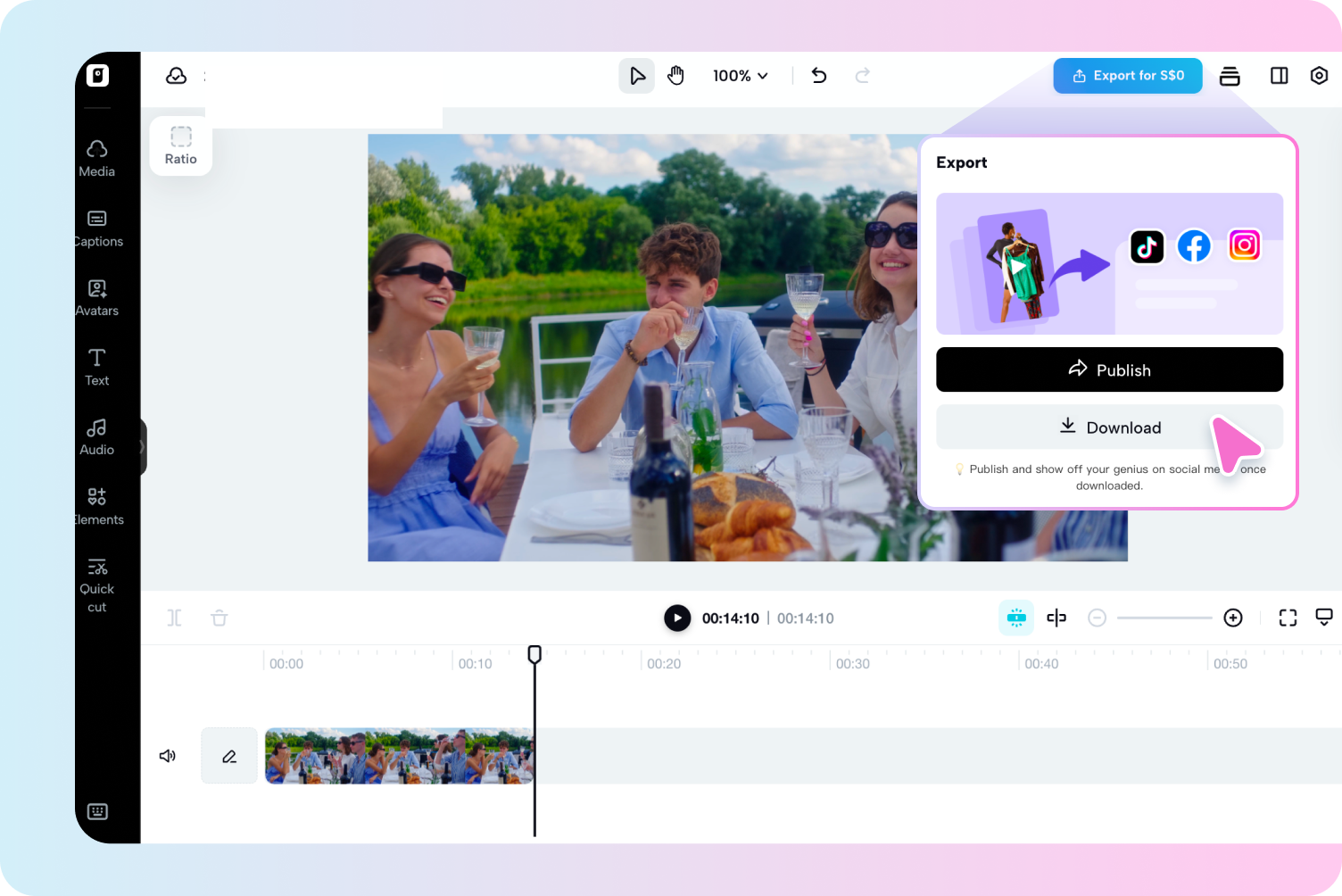 Export or share the trimmed video