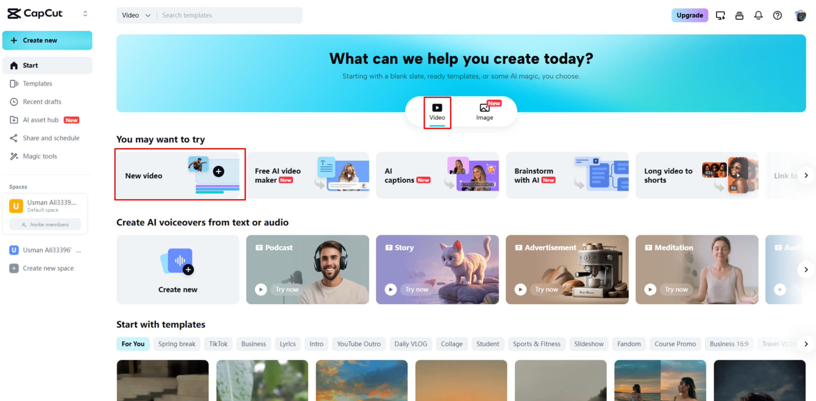 Uploading a video to CapCut Web