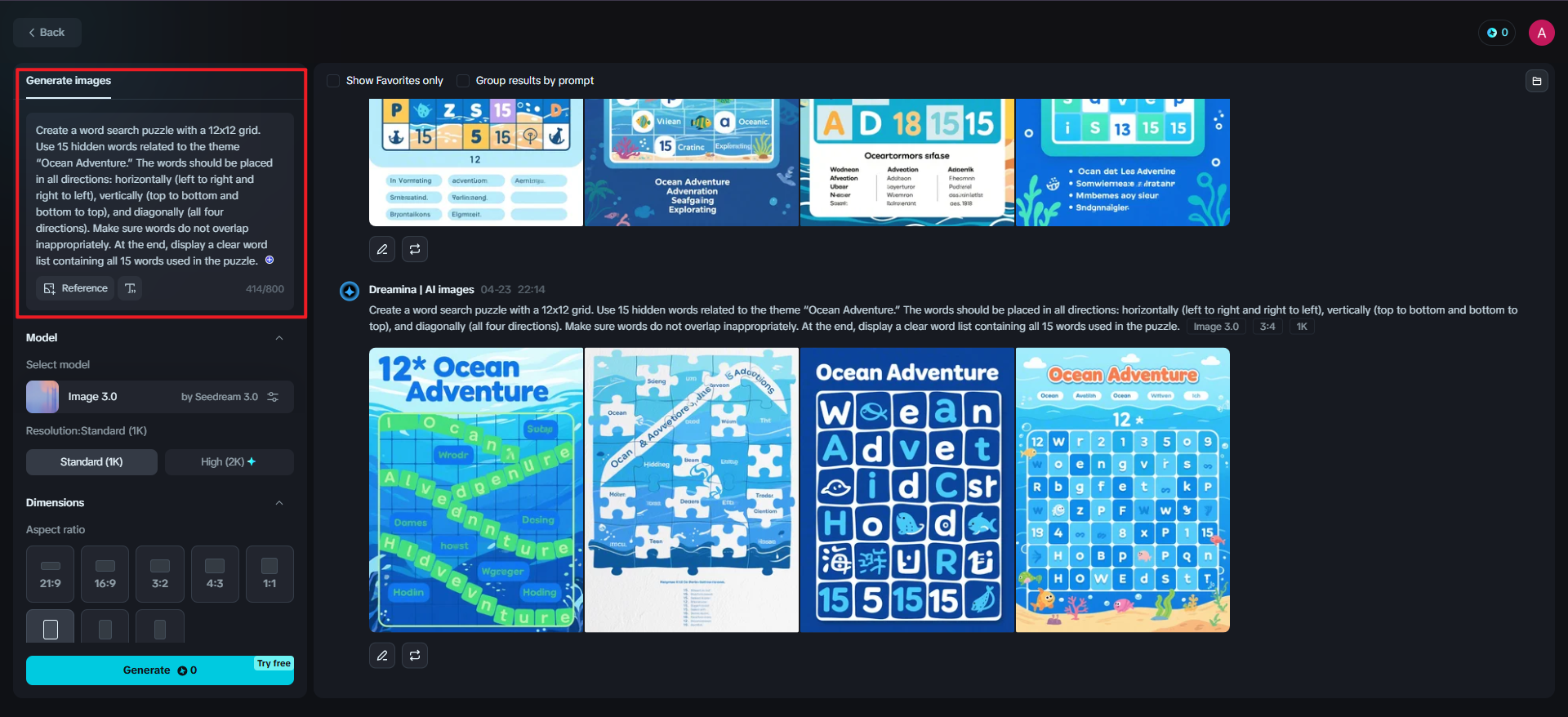 Criar minha palavra busca