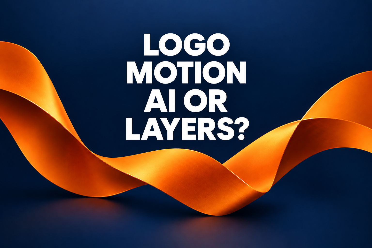 Logo Motion AI or Layers above an orange ribbon on navy