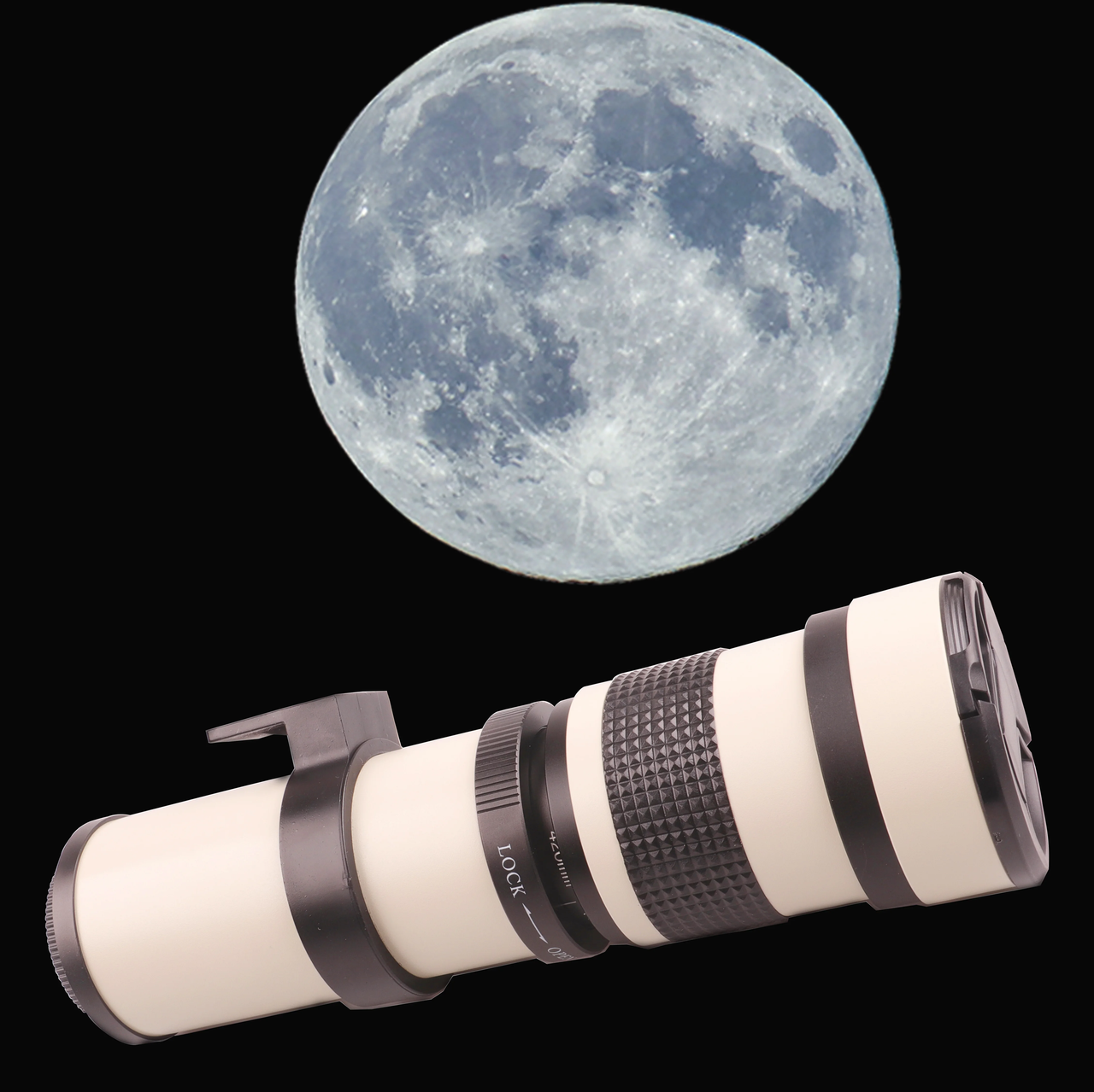 Zoom lens for moon photography