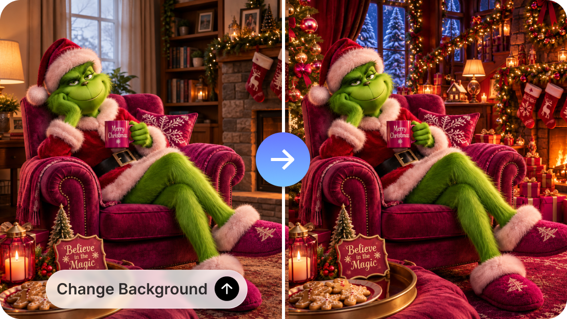 A family photo transformed into a Grinch 