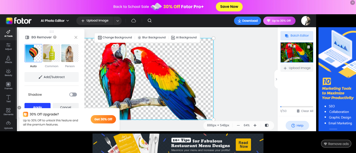 Fotor image background remover