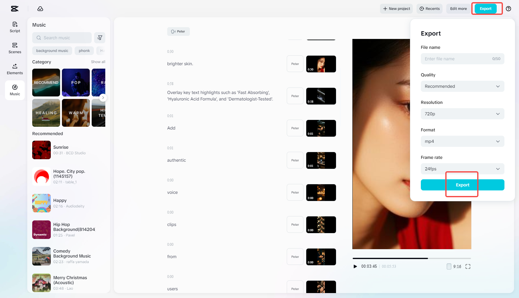 Export the Instagram video