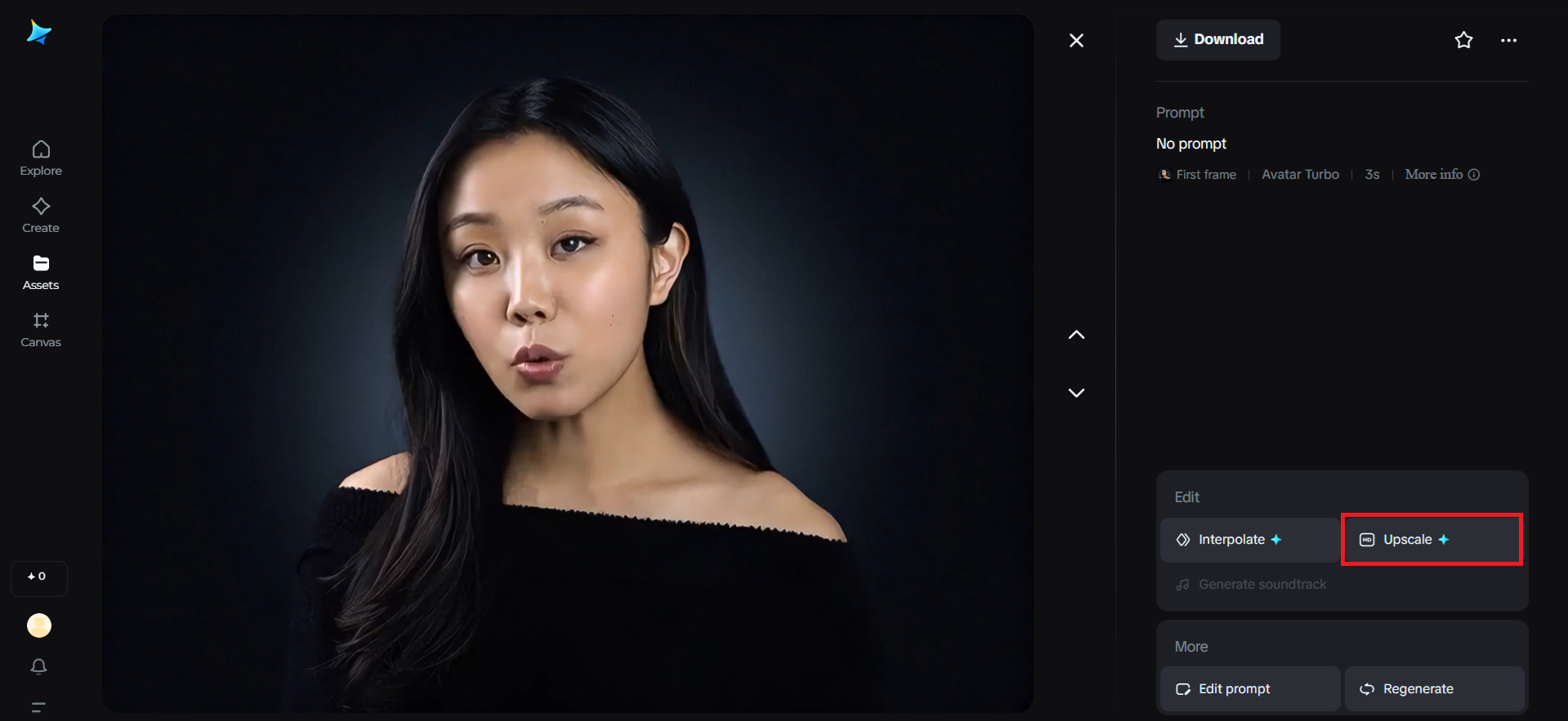 Upscale feature in Dreamina