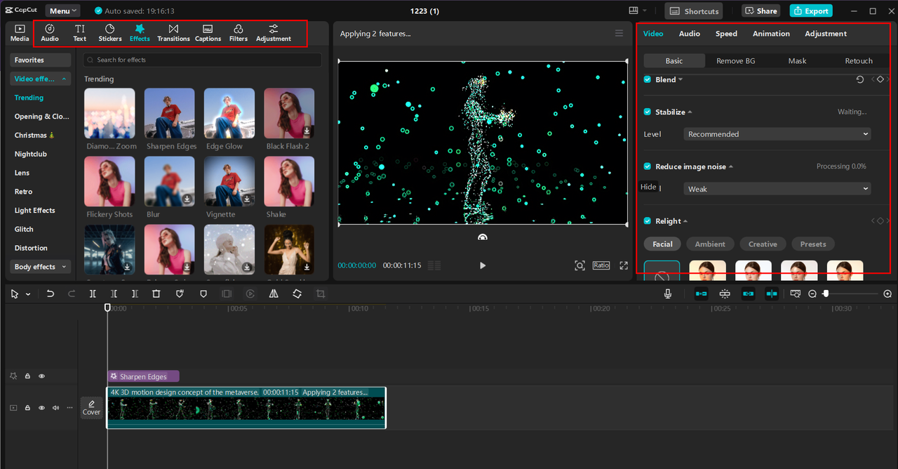 Editing and enhancing the resolution of video in CapCut