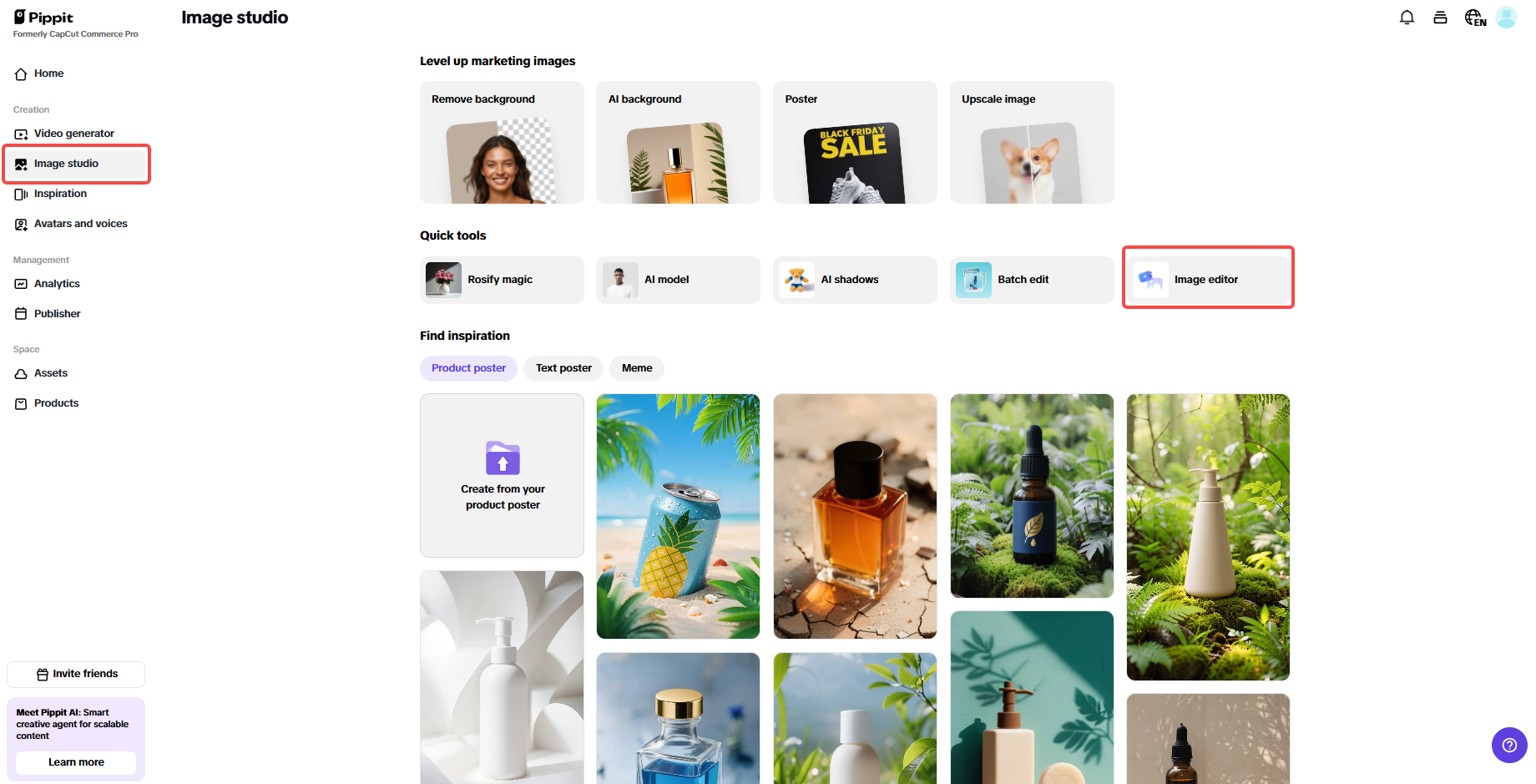 Sign up and access the Image Editor