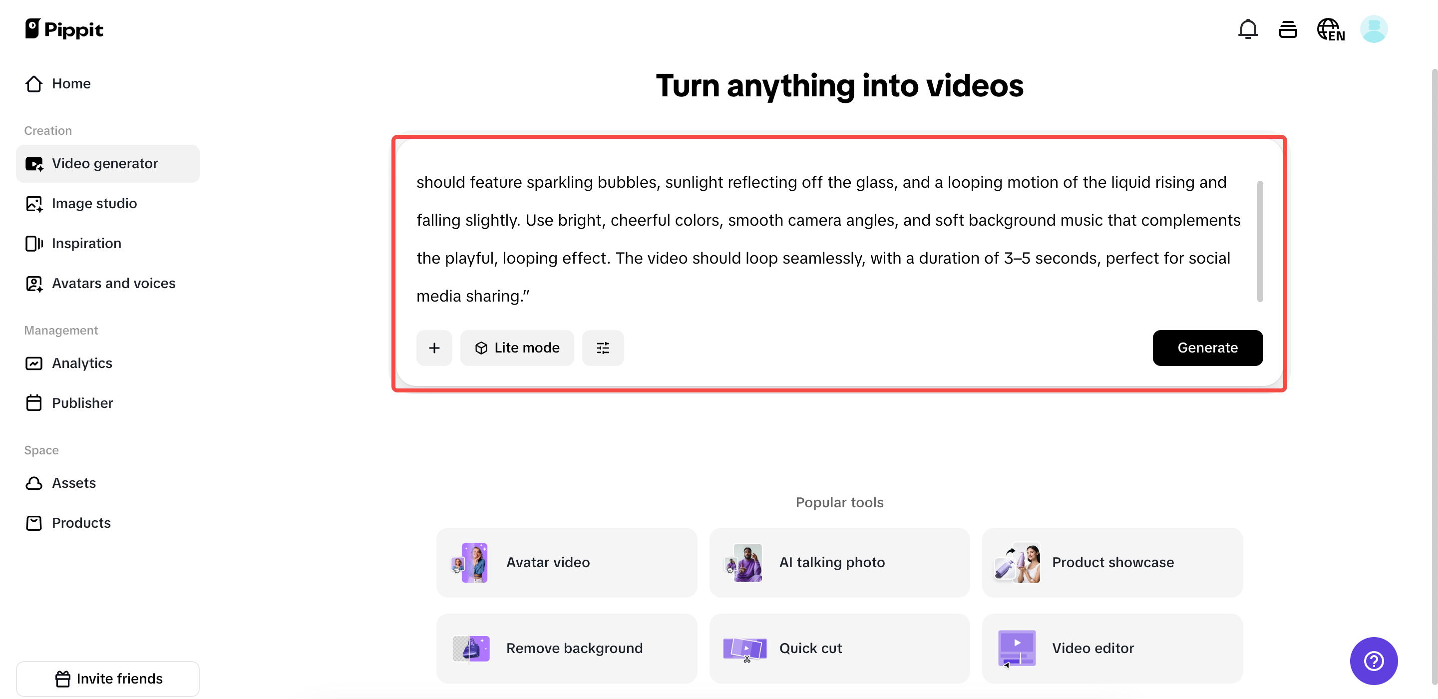 Pagbuo ng video sa isang click