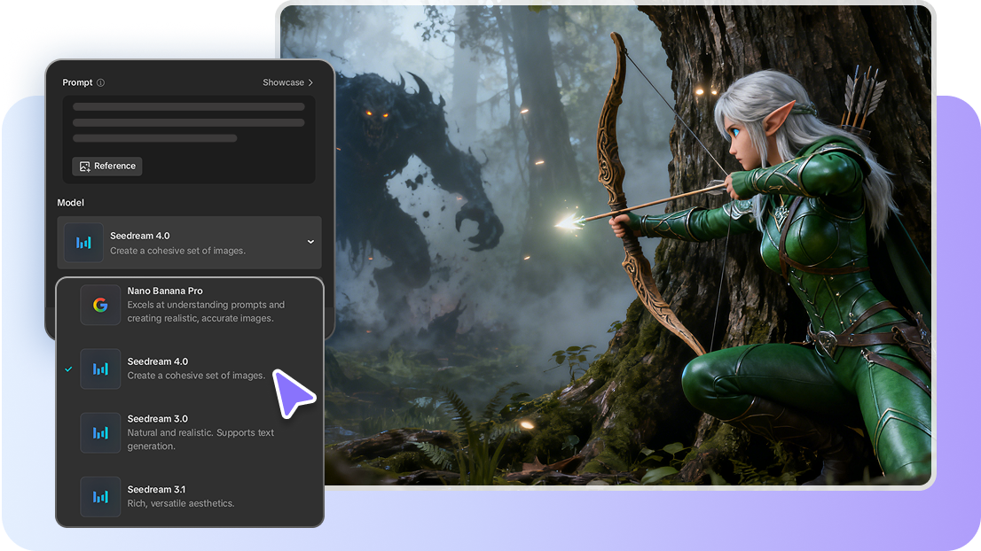 Choose from multiple AI models to suit your style with CapCut's AI image generator 