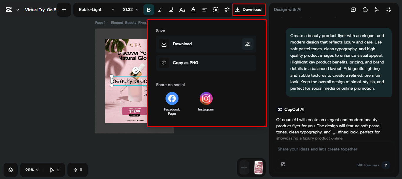 Exporting the media from the CapCut desktop video editor