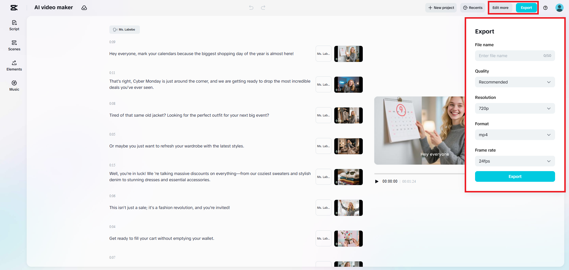 Eksport iklan video anda