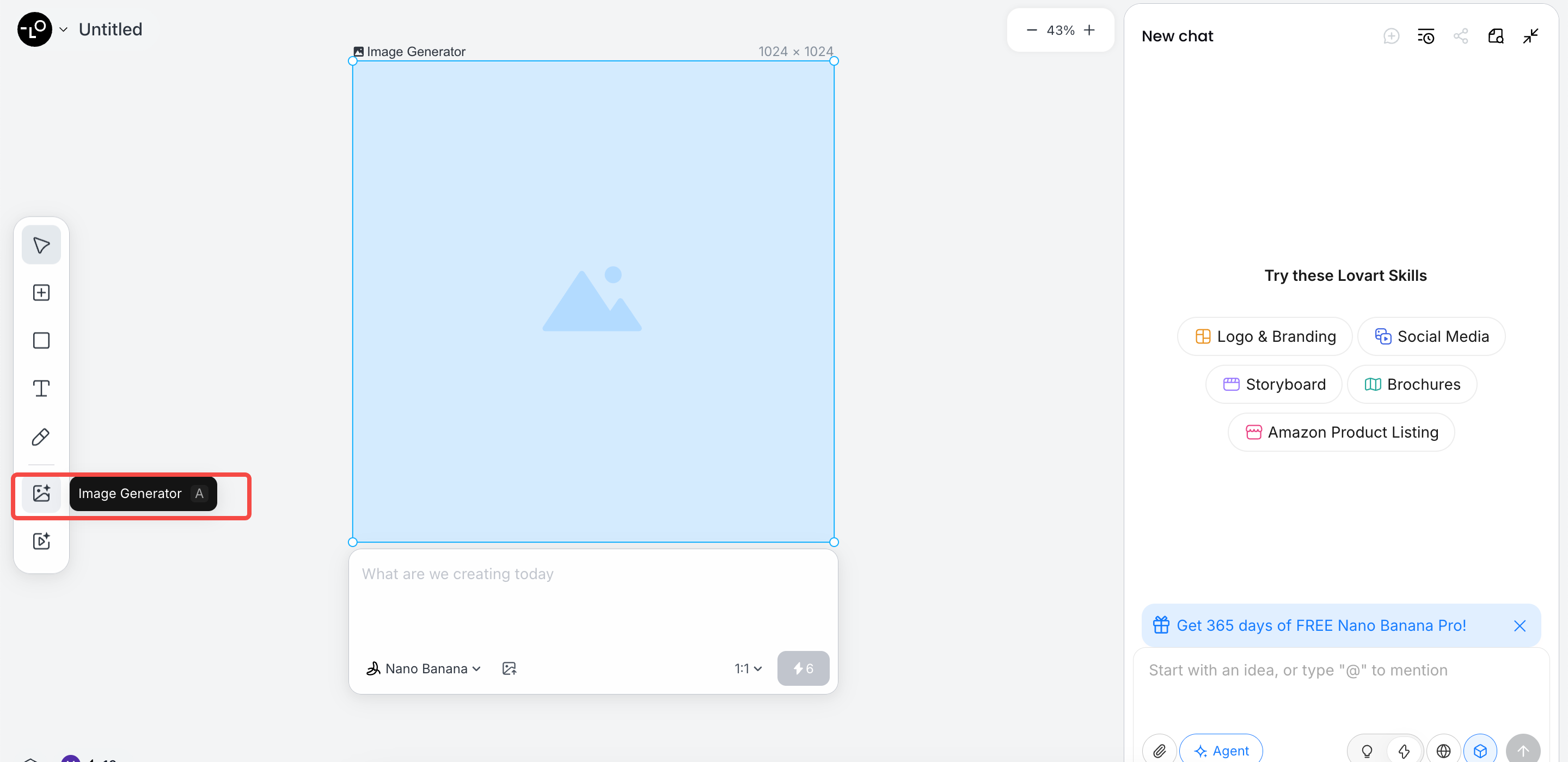Open an image generation canvas