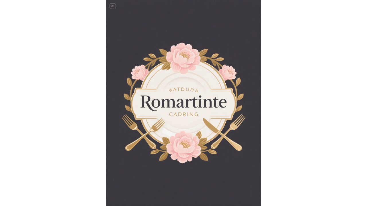 Logo criativo de catering para serviços de casamento