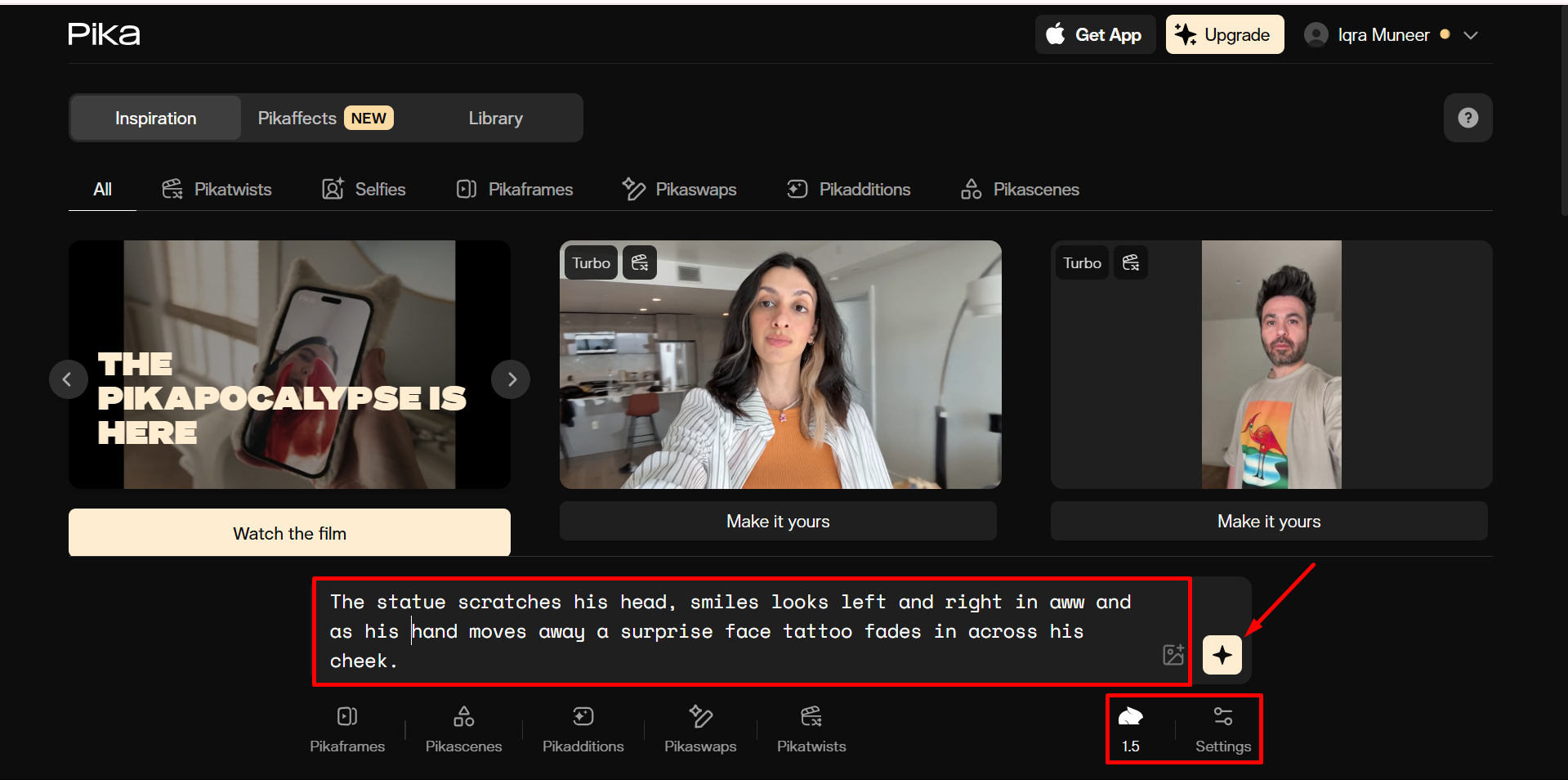 Generating video from Pika Labs AI