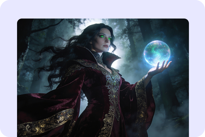 The dark fantasy AI girl sorceress