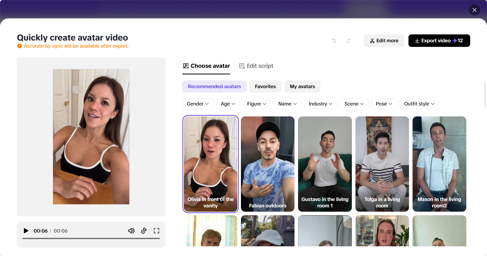 Avatar video sa Pippit