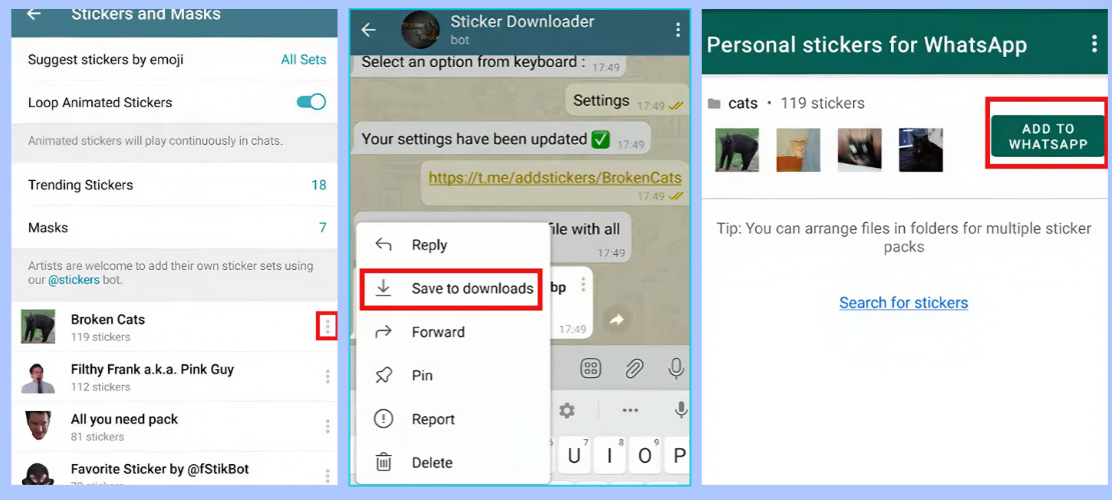 how to add stickers from Telegram to WhatsApp