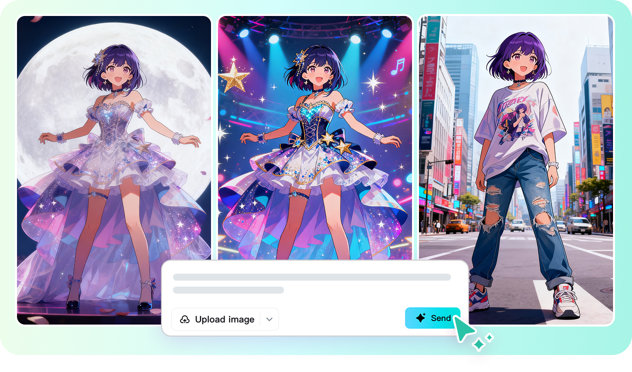 Customize AI Hoshino outfits and anime scenes