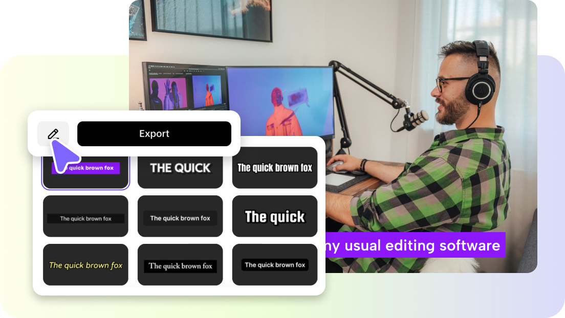 Side-by-side comparison. Left side shows a simple WAV with a static image. Right side shows a Pippit video with the same image enhanced by AI Background, with animated captions and a visible audio waveform.