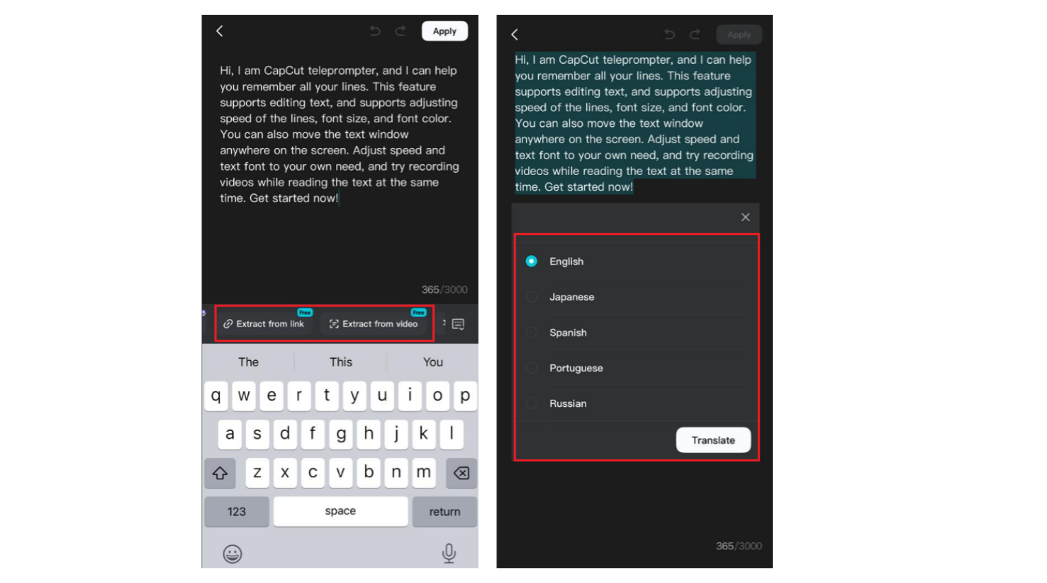Extract script from link or video + translate script