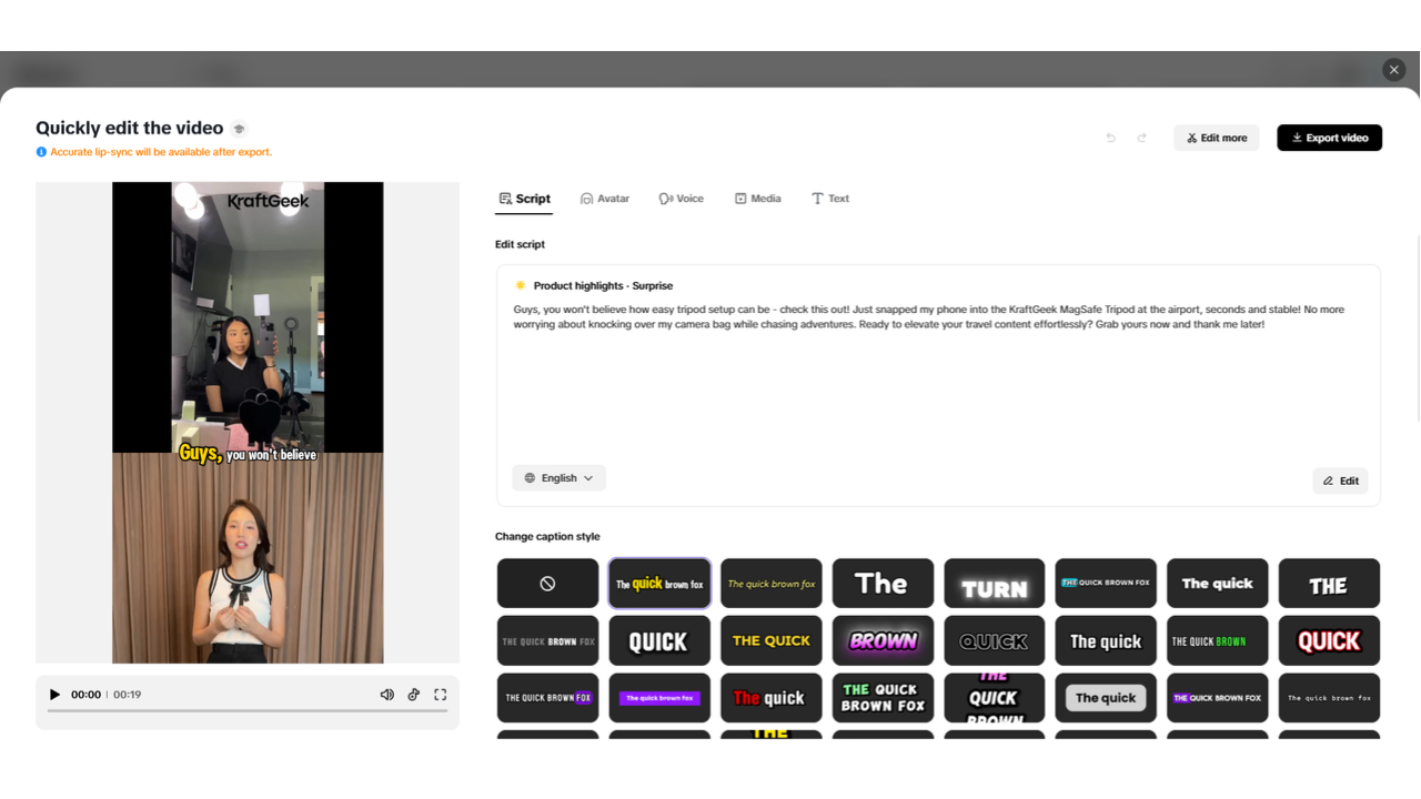 Edit and refine your product video