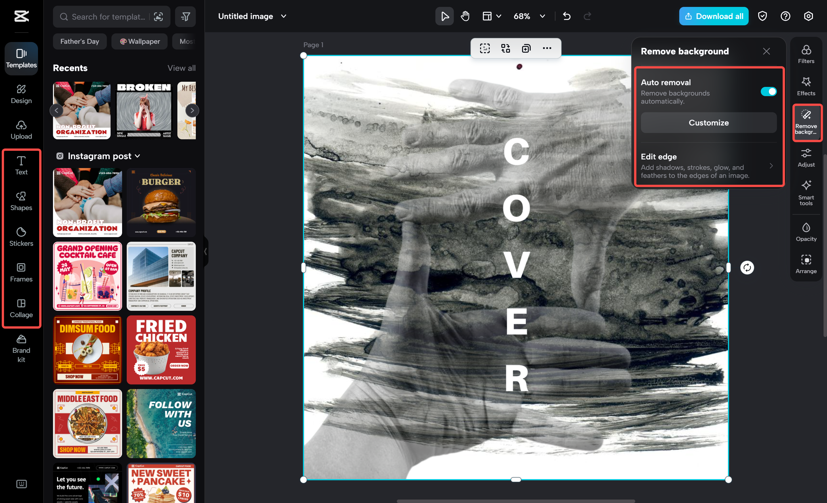 Edit and customize your image in CapCut