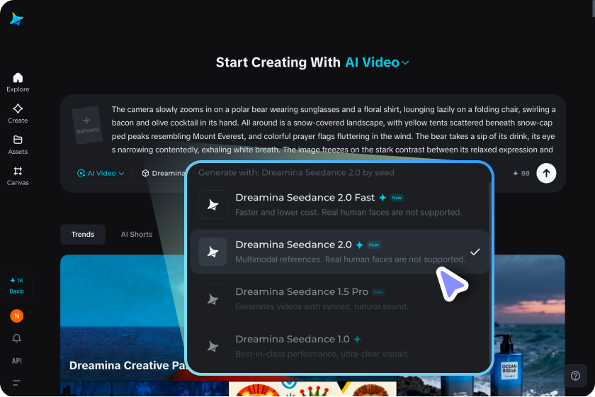 Select your model and generate