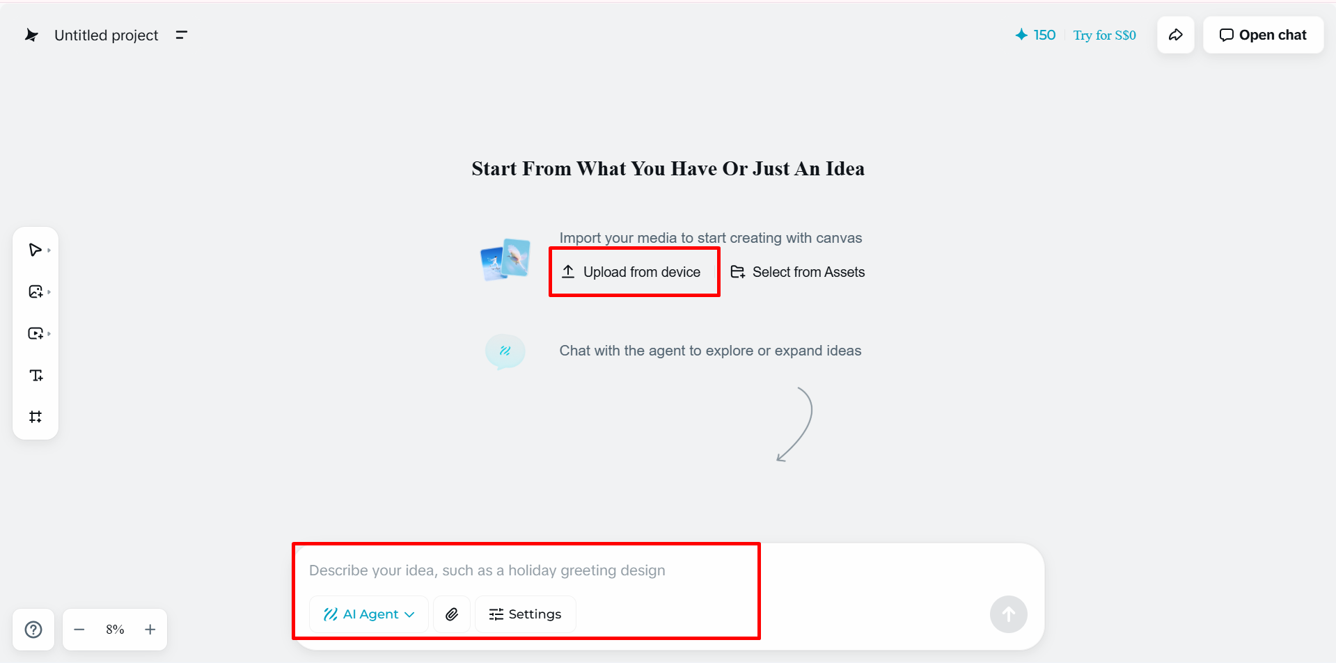 Ladda upp en bild till Dreaminas online fotoförstärkare