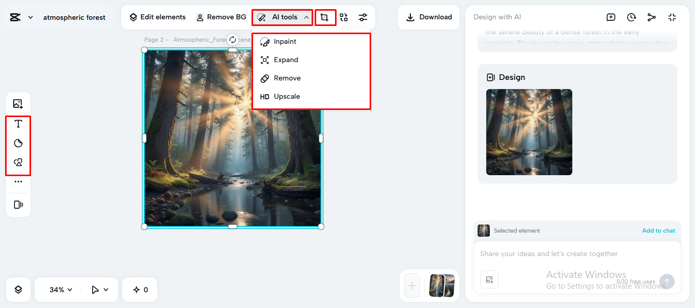 Editing and enhancing the image in the CapCut desktop video editor