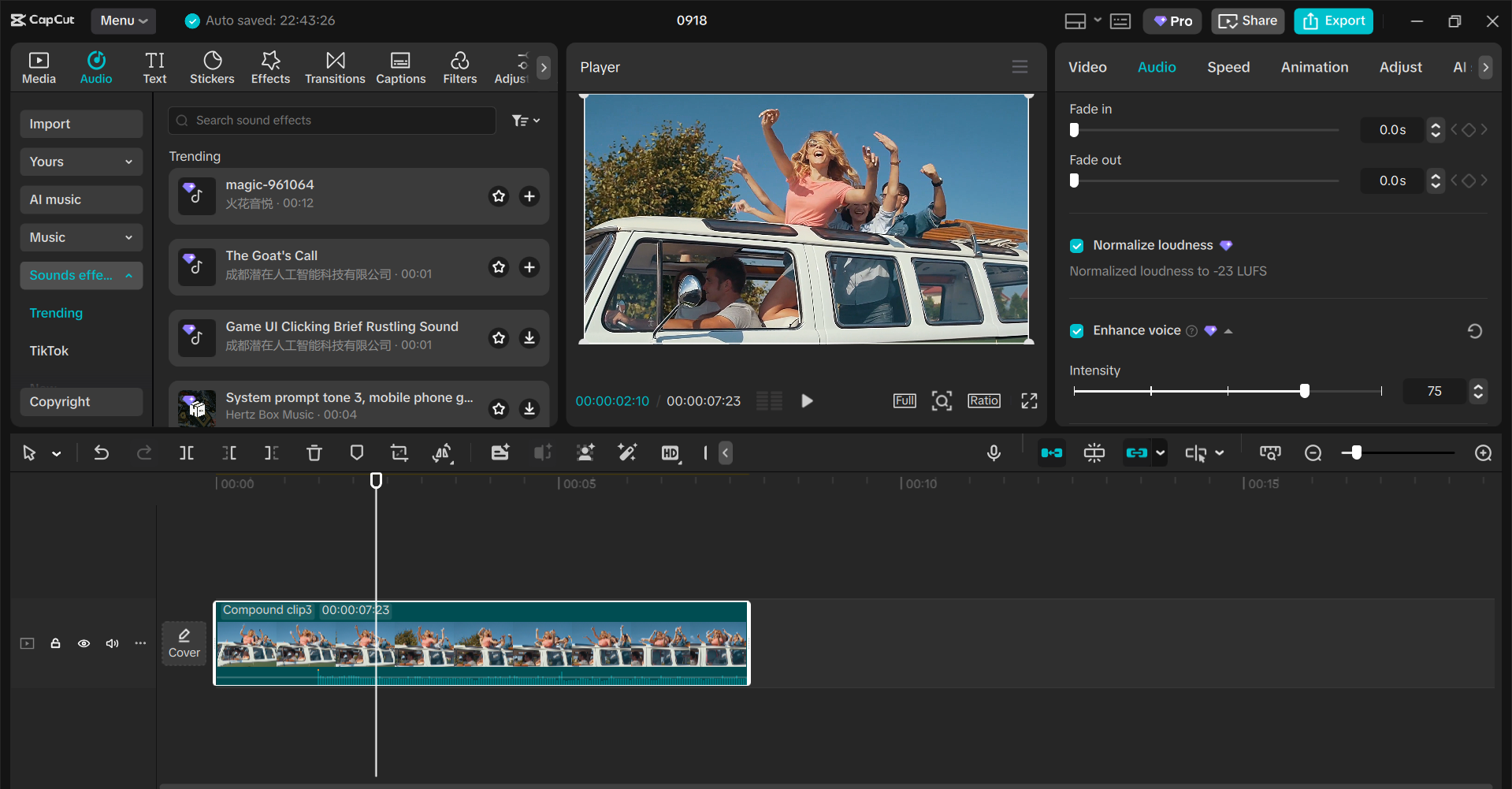 Interface of the CapCut desktop video editor - the best tool to change voice in videos
