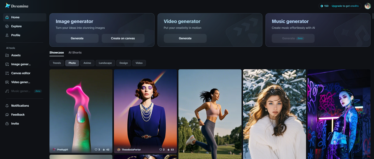 Dreamina interface