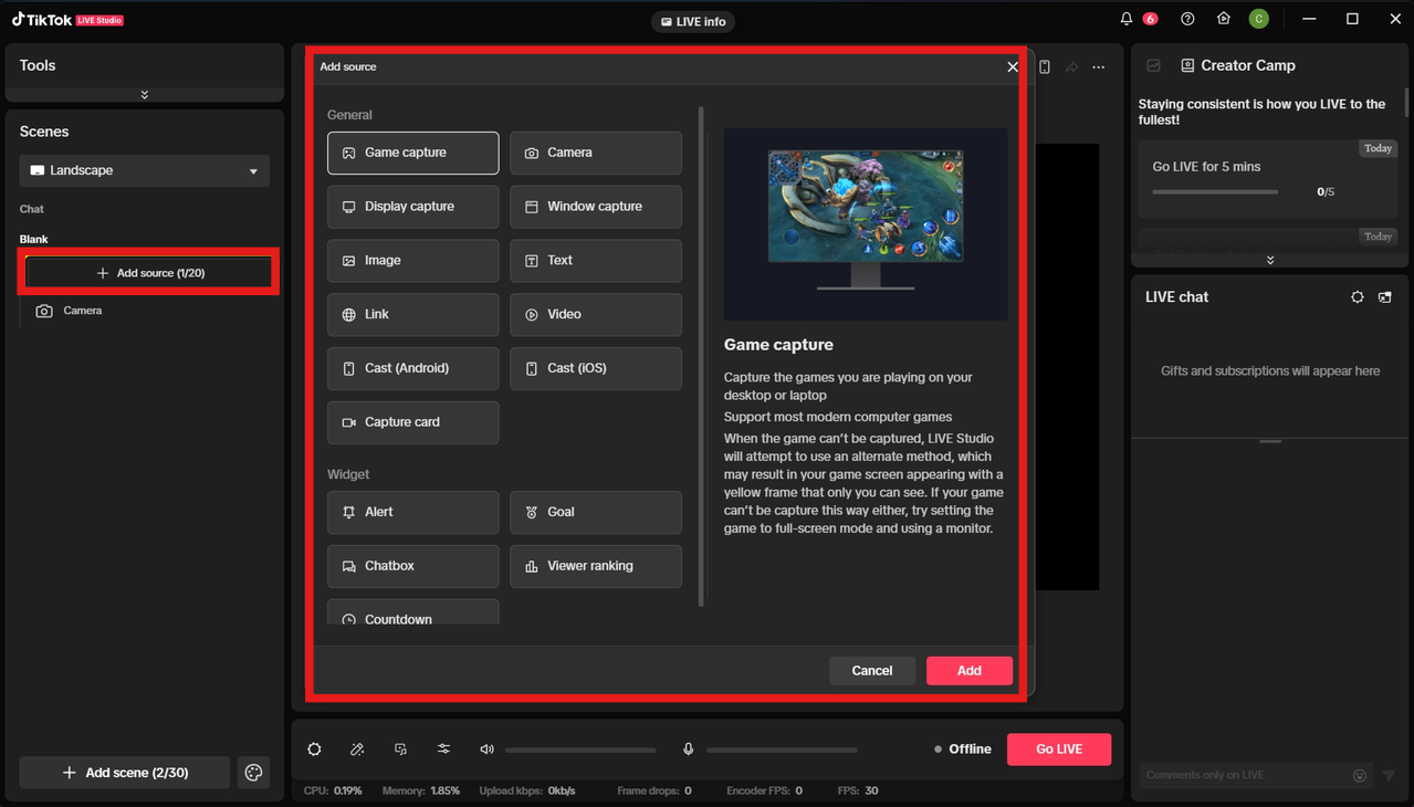 Források hozzáadása és testreszabása