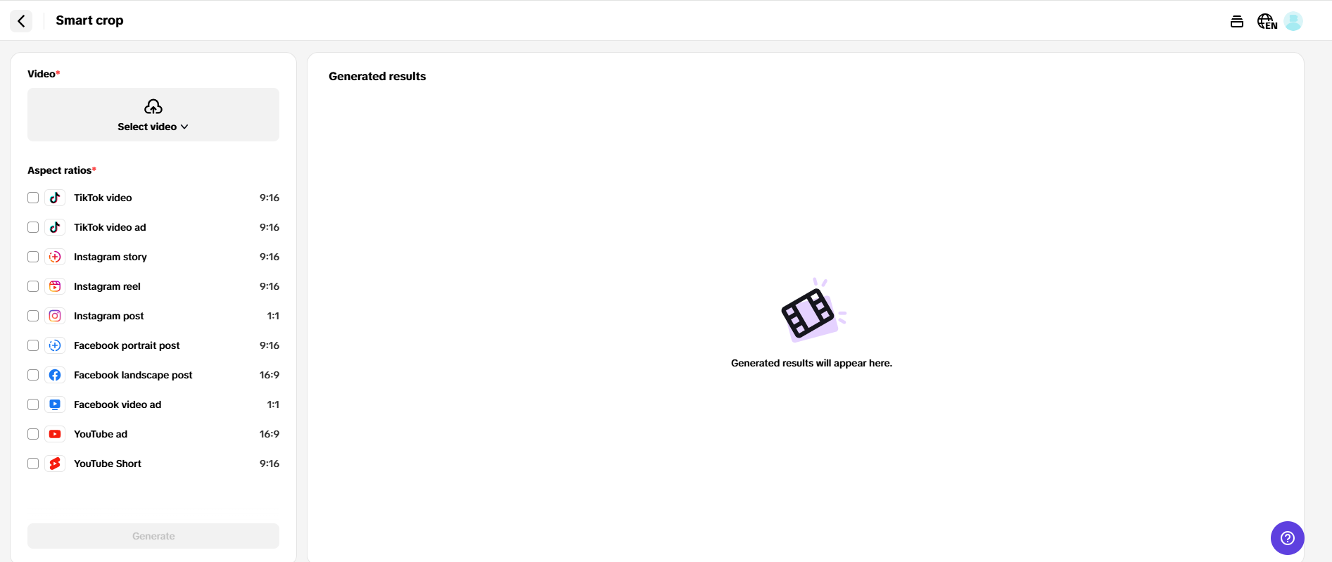 Flexible aspect ratio and AI voice options