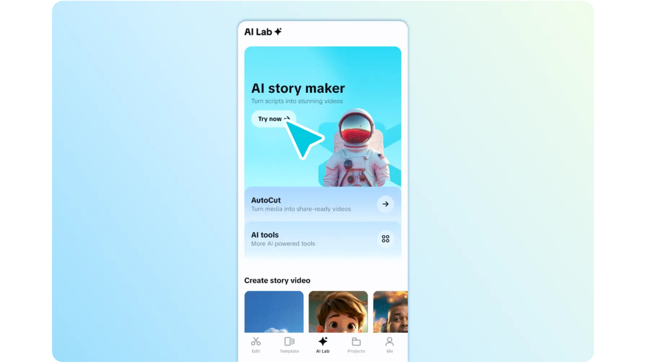 Aplicación CapCut AI Story Maker