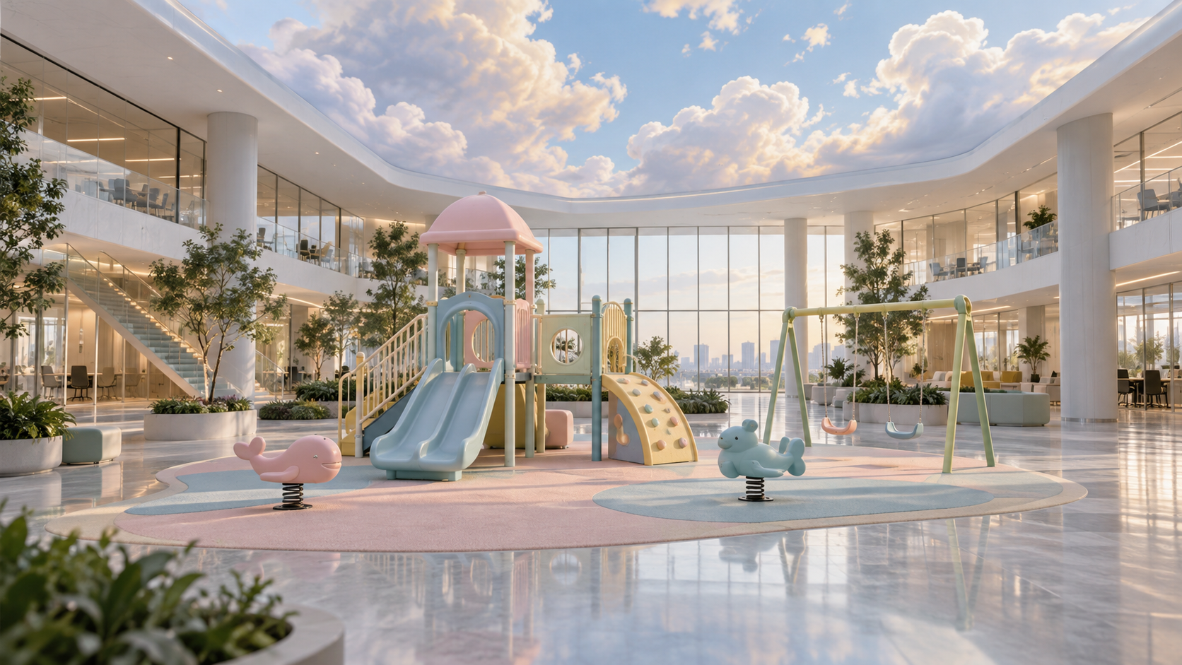 IA prompts de imagem estranhos: Playground Under Indoor Sky