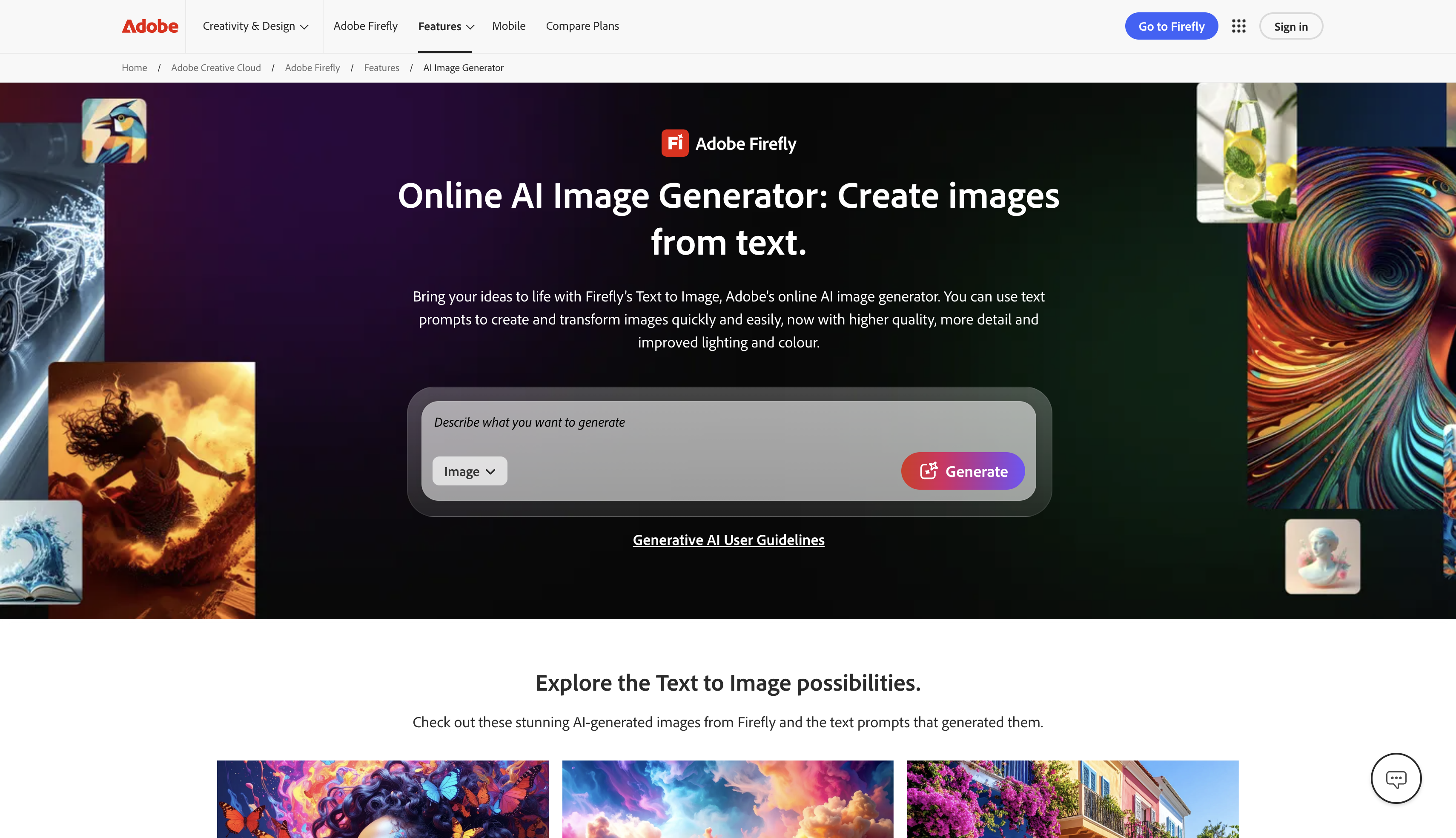 Інтерфейс Adobe Firefly