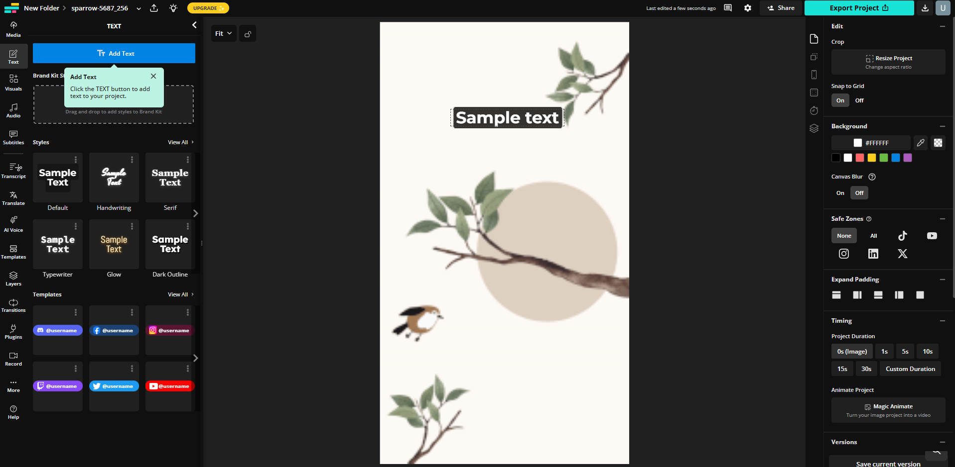 Interface of Kapwing - an easier way to add captions to GIFs