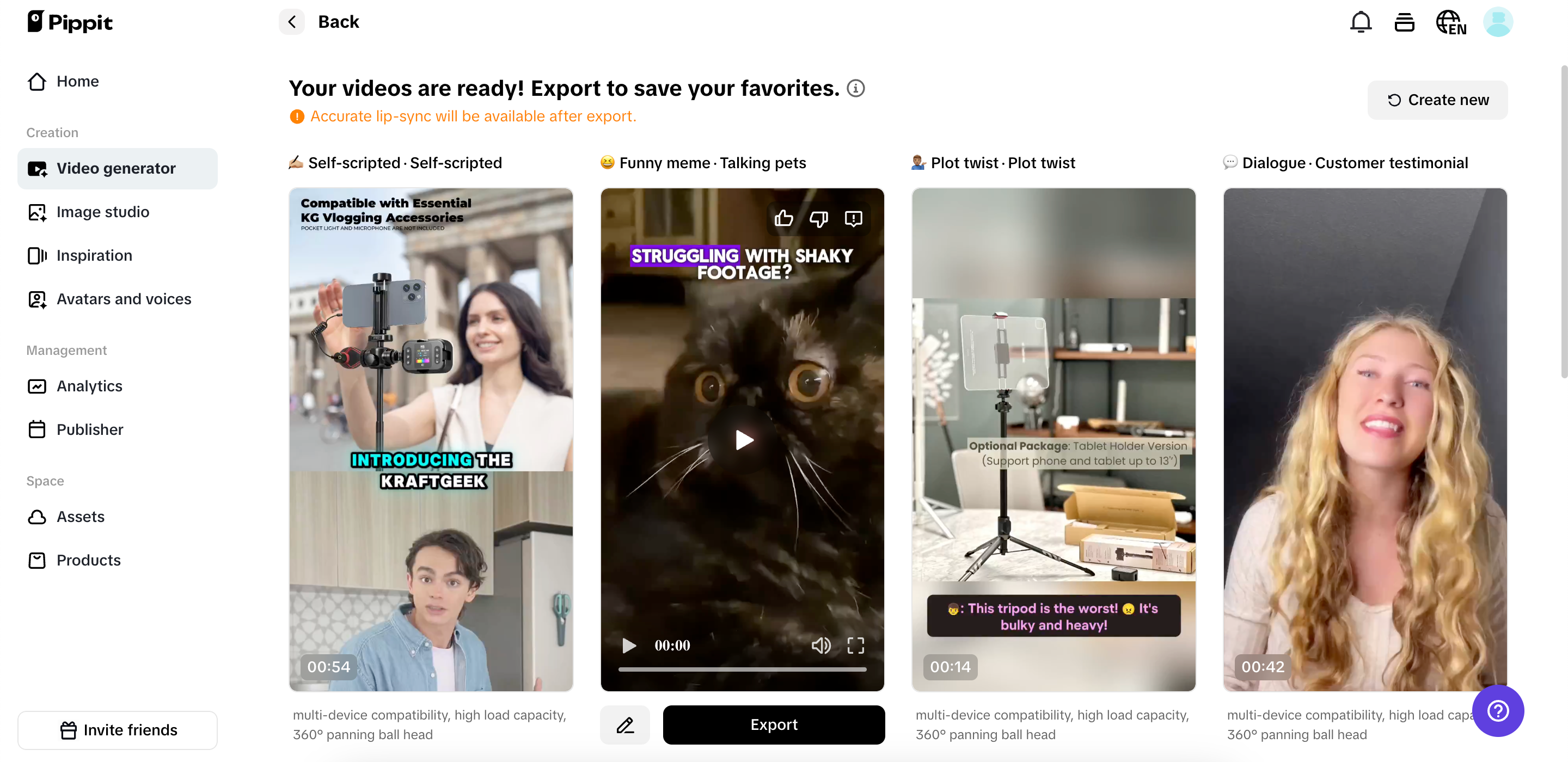 Piliin ang iyong paboritong AI-generated na video.