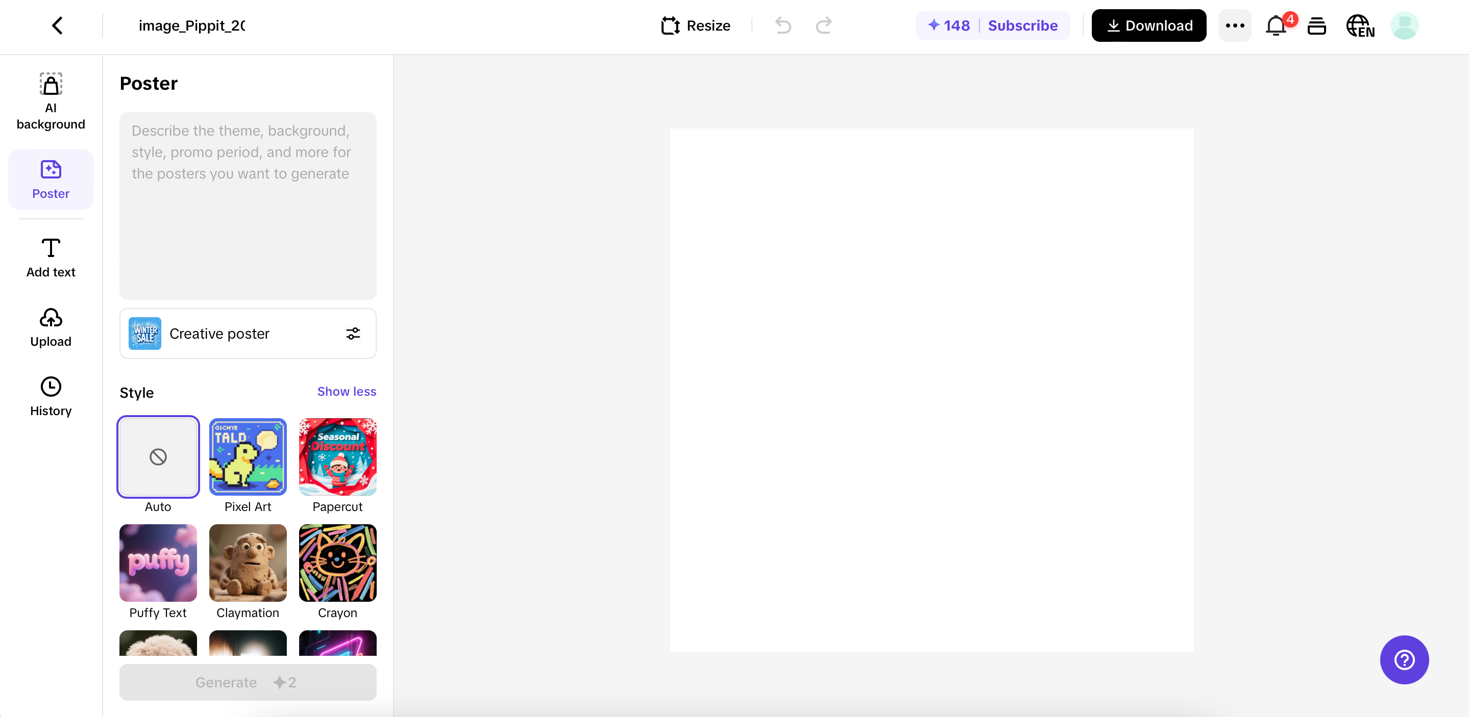 Click "Poster" and generate