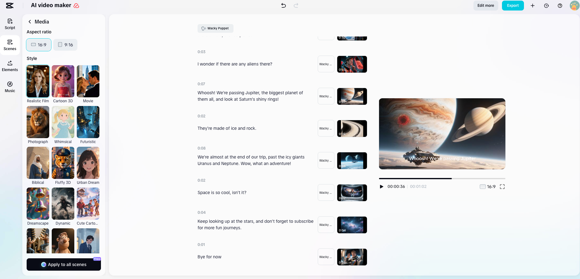 Apply AI Voice and Generate Media