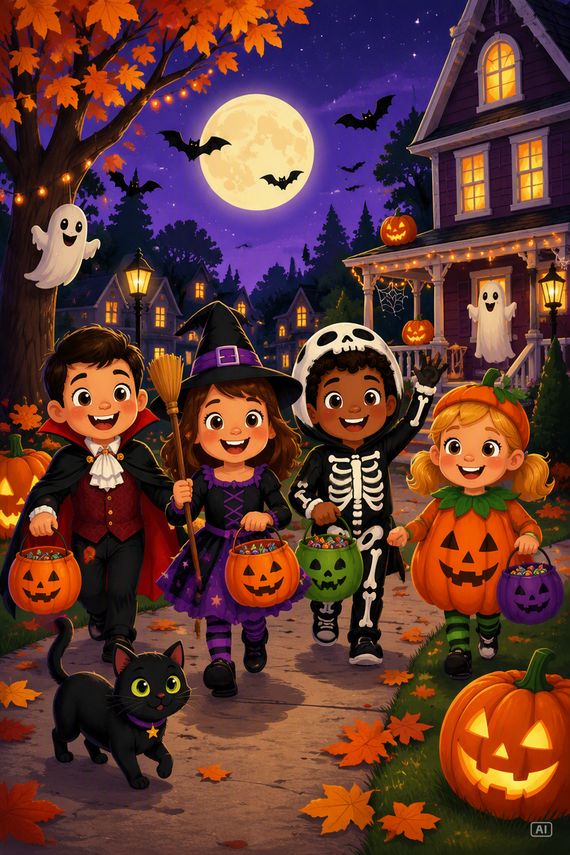 Halloween poster trick-or-treat image generated by Pippit