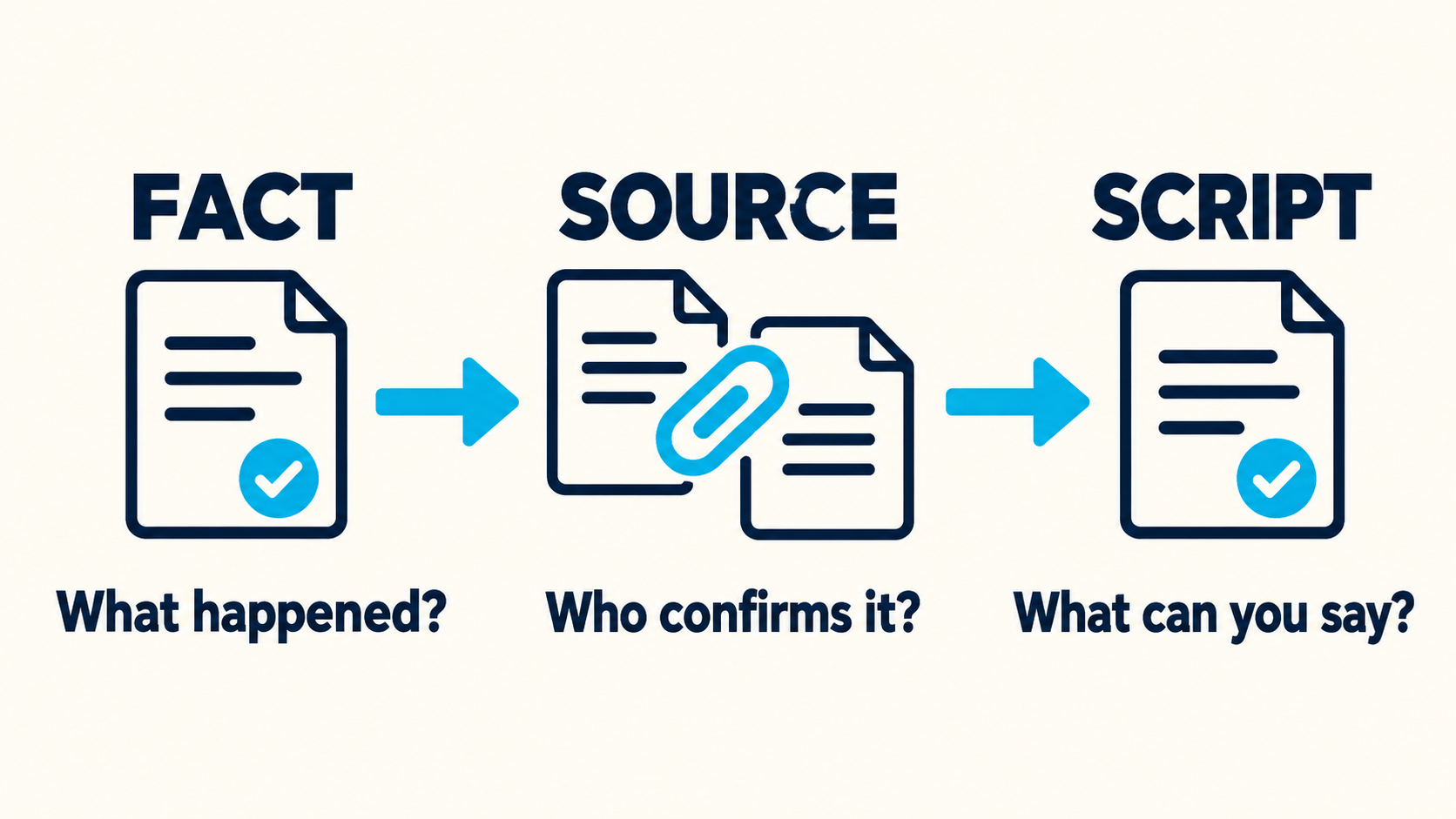 A fact connects to a source before becoming a script sentence