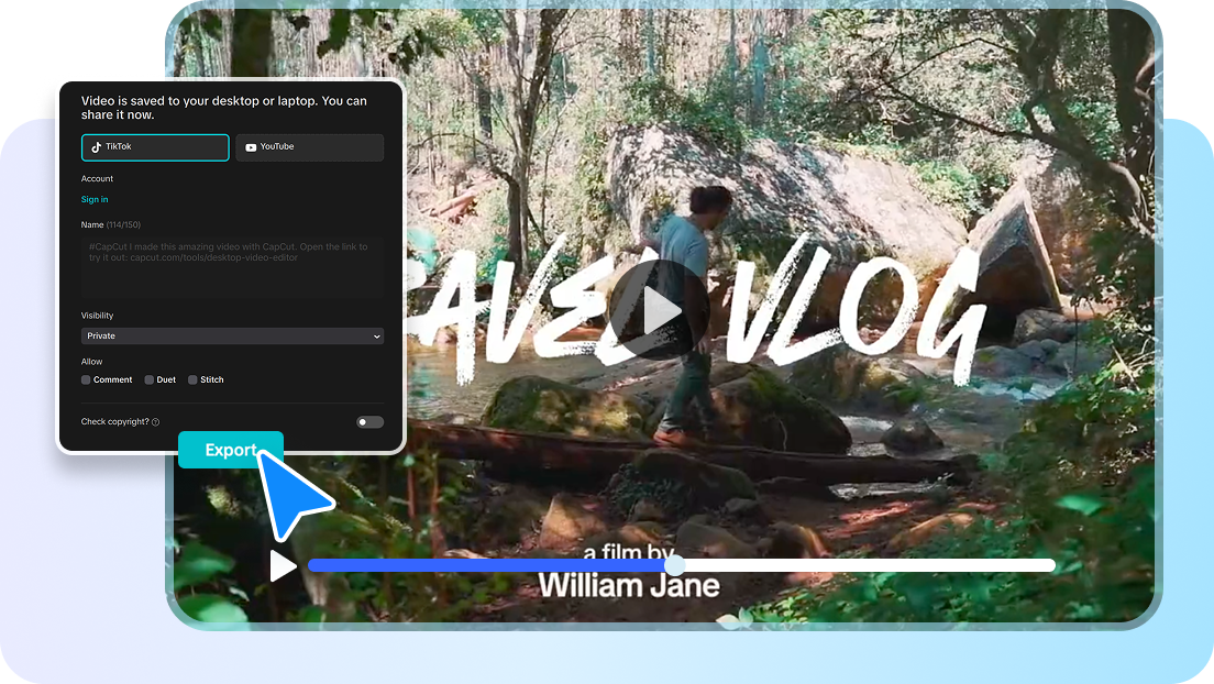 Easy sharing of videos made in CapCut's video editor