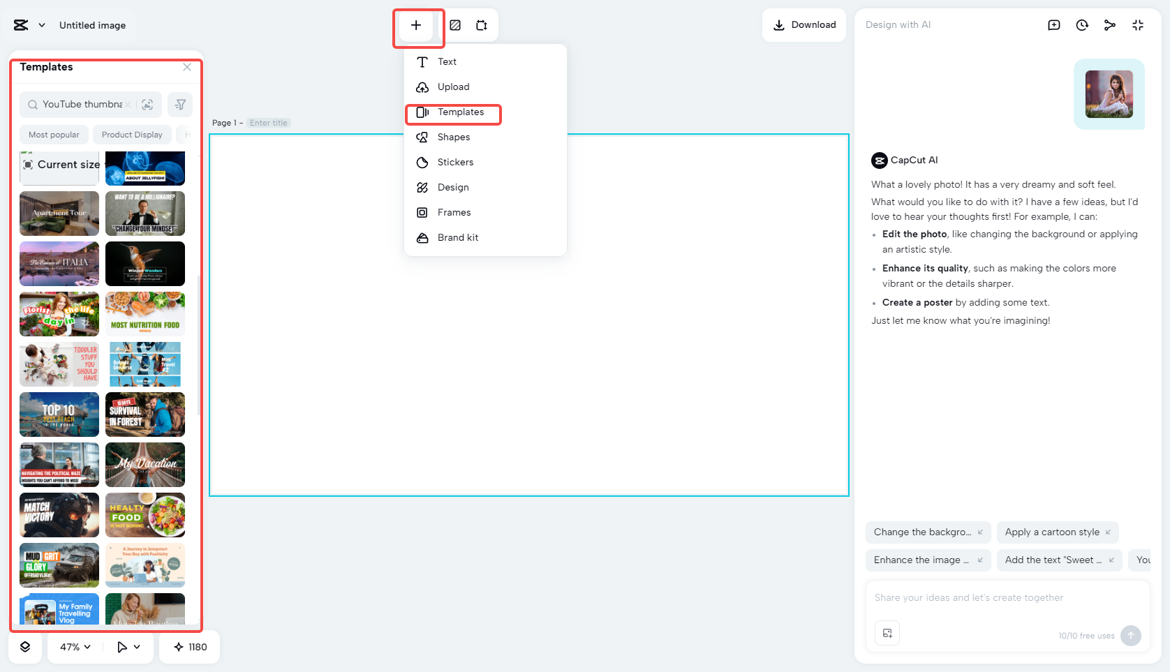 Search for YouTube templates