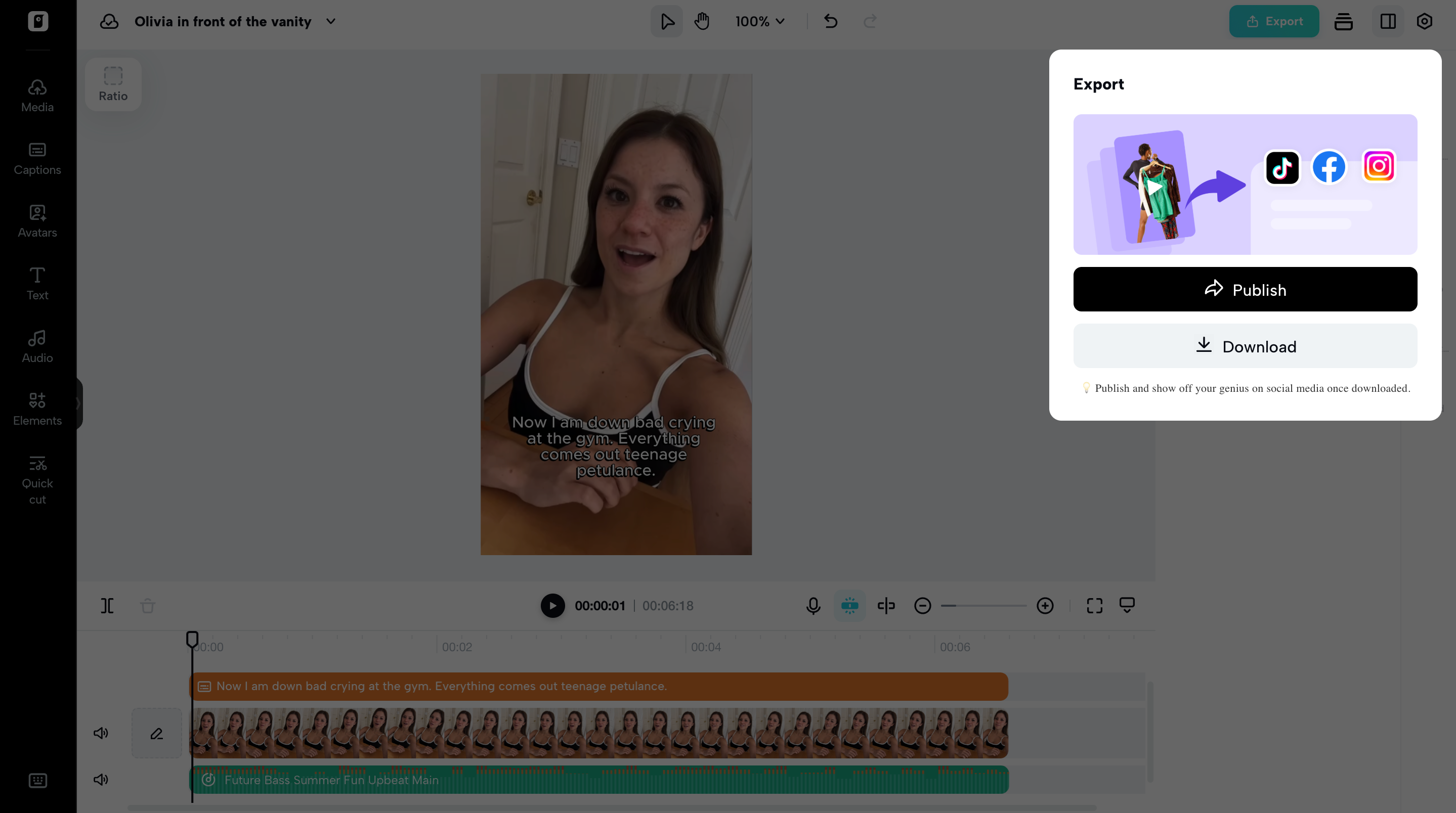 Export your avatar video