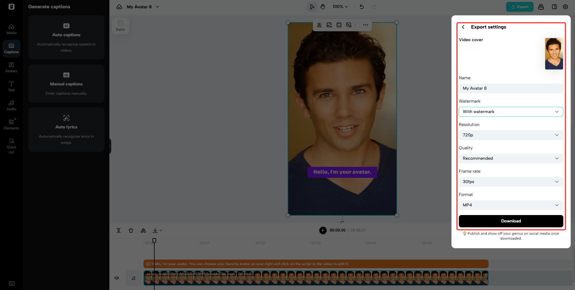 Export your image avatar