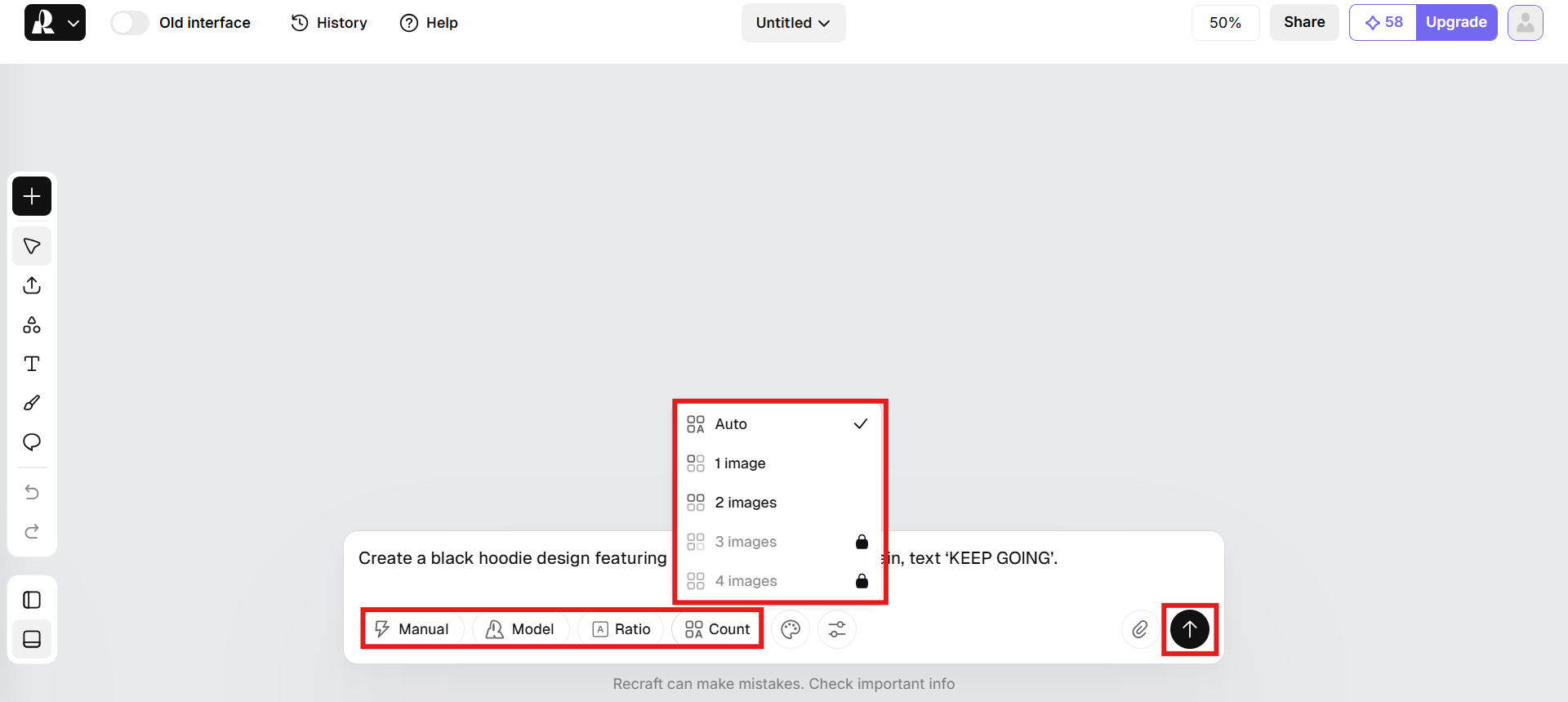 Adjust settings and generate