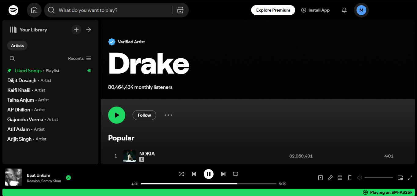 Drake - included in Spotify's top artists of all time