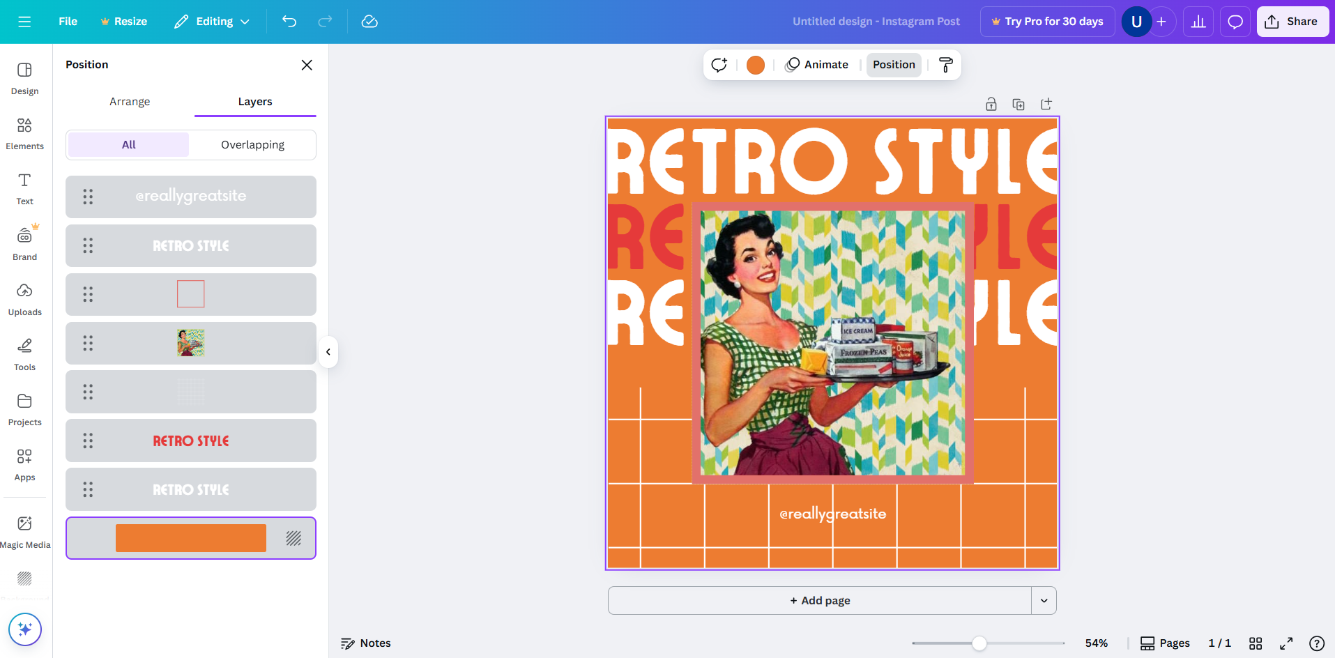 Póster de estilo retro generado por el generador de pósters gratuito de Canva AI